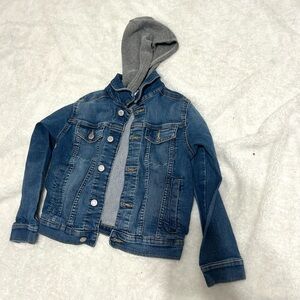 Old Navy Blue Denim Jacket with Gray Hood